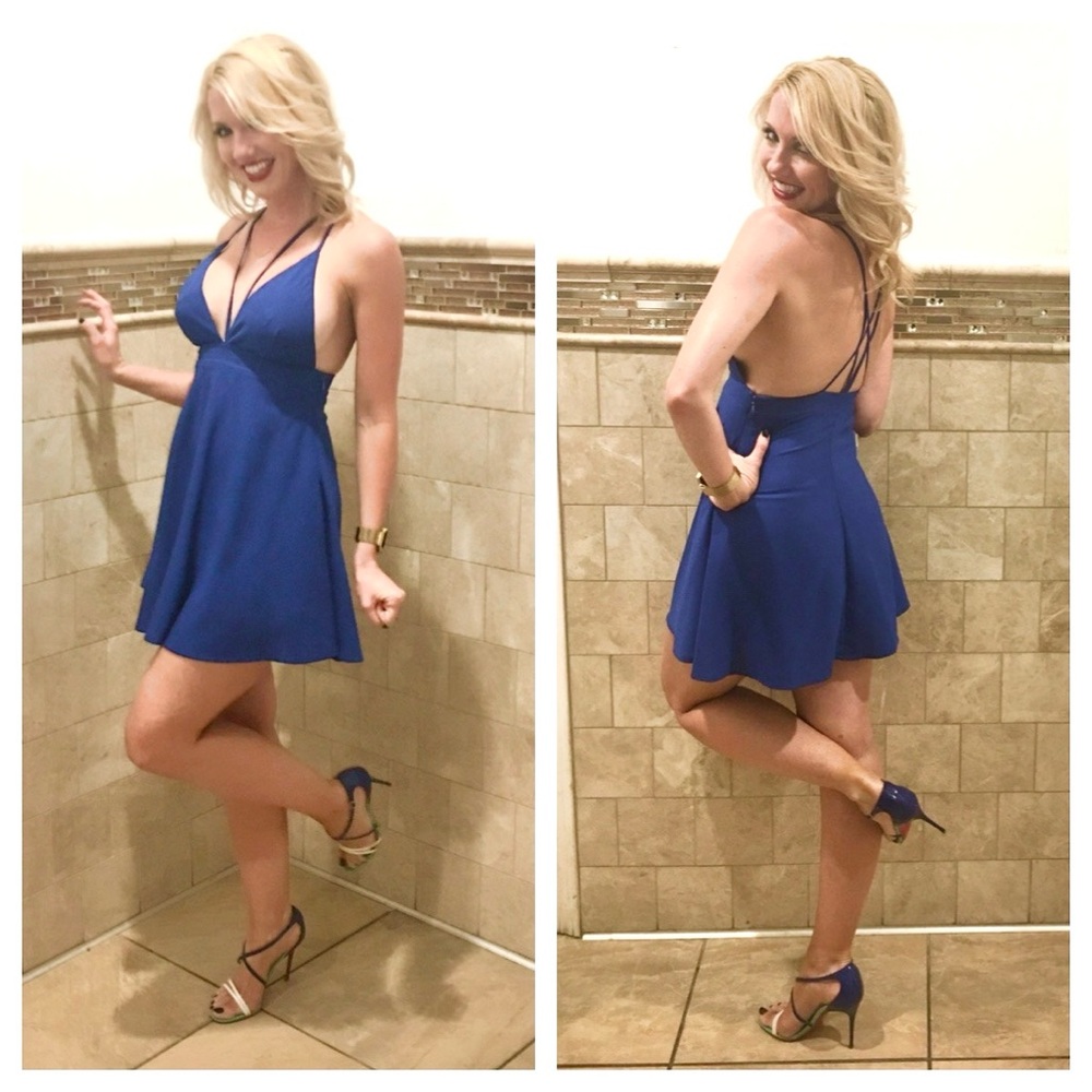 EUC Strappy Royal Blue Mini Dress, Size Small
